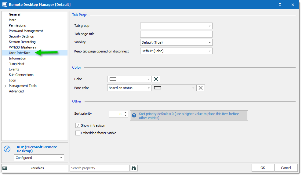 Remote desktop manager set default session settings windows 7